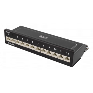 Patchpanel, 12xRJ45, Cat6a, väggmonterbar, 10Gbps, svart PAN-213