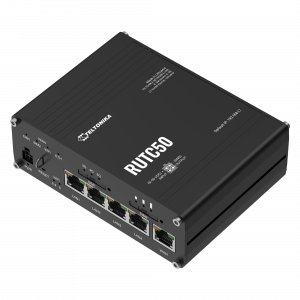 RUTC50Your 5G Wireless MultitoolThe RUTC50 is a 5G router featuring dual-band Wi-Fi 6 technology with multi-user MIMO, ensuring ultra-high cellular speeds of up to 3.4 Gbps. RUTC50