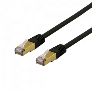 S/FTP Cat6a patchkabel, delta cert, LSZH, 0,5m, svart SFTP-60SAH
