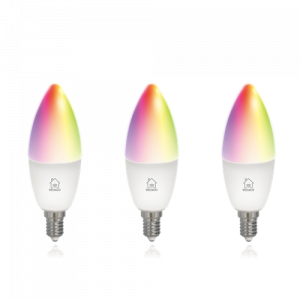 SH-LE14RGB är en smart LED-lampa som kan placeras i valfri E14-lamphållare. Lampan är dimbar via appen så att du själv kan ställa in önskad ljusstyrka och du kan också ändra färgtemperatur från varmvitt till kallvitt för att få rätt känsla i rummet. Effek