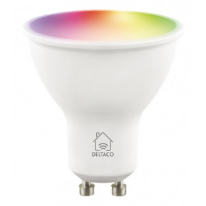 SH-LGU10RGB är en smart RGB LED-lampa som kan placeras i valfri GU10-lamphållare. Lampan är dimbar via appen så att du själv kan ställa in önskad ljusstyrka och om inte varm eller kallvitt är tillräckligt kan du också välja en speciell färg bland 16 miljo