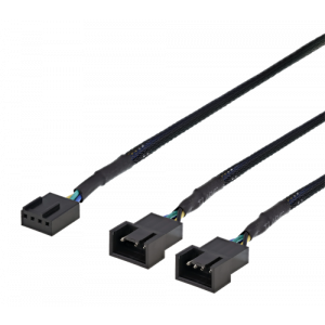 Deltaco förgreningskabel 4-pins fan, 0.3m Black