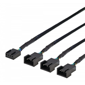 Deltaco Kbl splitter för PWM-fläkt, 4-pin till 5x4-pin, ho, Svart