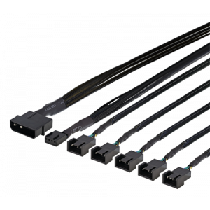 Deltaco Kbl splitter för PWM-fläkt 4-pin till 5x4-pin, ho, Molex
