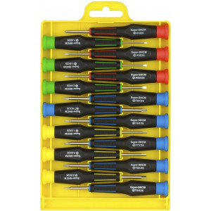 Sprotek STD-713 - Precisionsmejselsats, 15 mejslar, spår/philips/torx/hex, svart. STD-713