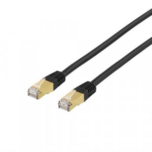 S/FTP Cat7 patchkabel, LSZH (halogenfri),10m, svart STP-710S