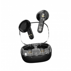 T150, Delvis transparenta TWS hörlurar, svart T150-BLK