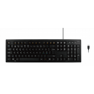 Fullsize wired USB-C Keyboard, 105 keys, USB-C 1.8m connection, 13 media keys TB-626-C