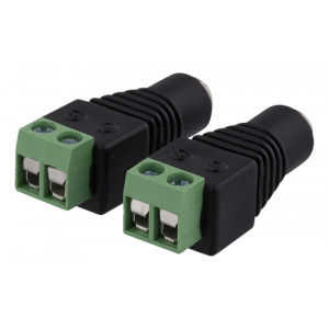 2-polig Skruvplint till 5.5 DC, 2-Pack, Skruvfix, 5.5 DC hona, svart TBL-1004