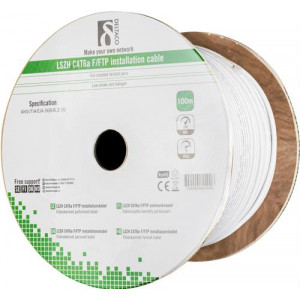 F/FTP folieskärmad inst.kabel, Cat6a, LSZH , 100m rulle, vit TP-50C