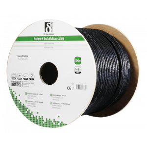 S/FTP Cat6a installationskabel, för utomhusbruk, 100m, svart TP-52