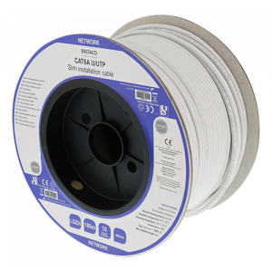 U/UTP Cat6a installationskabel, slim 28AWG, 100m, LSZH, vit TP-56CS