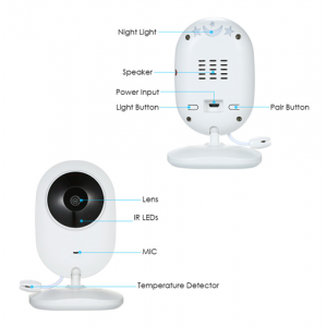 1080p baby monitor medföljer en 4. 3" LCD-mottagare, 2. 4 GHz WiFi, vit TV-5A-BM268