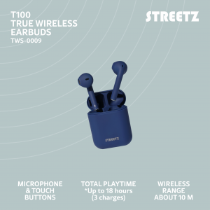 Dessa trådlösa TWS hörlurar från Streetz med mikrofon och knappar för att hantera samtal och media är tillverkade med en ergonomisk passform för att sitta bekvämt i dina öron. Med den senaste Bluetooth 5 standarden erbjuds en längre räckvidd (upp till 10 