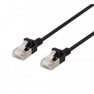 U/FTP Cat6a patchkabel, slim, 3,8mm i diameter, 0,3m, svart UFTP-1007