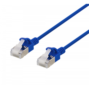 U/FTP Cat6a patchkabel, slim, 3,8mm i diameter, 0,5m, blå UFTP-1011