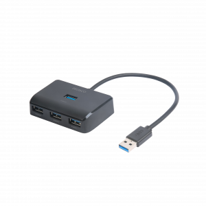 USB-A hubb med 4-portar, 5 Gbit/s, extra strömtillförsel, svart UH-735