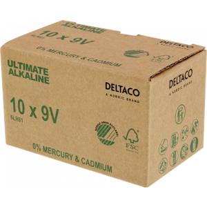 Ultimate Alkaline 9V-batteri, Svanenmärkt, 10-pack, bulk ULTB-6LR61-10P
