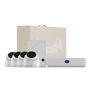 Compact UniFi Protect NVR Kit, includes (1) UniFi Protect NVR Instant with (4) G5 Turret Ultra cameras and (1) 1TB HDD, delivering an all-in-one solution for fast and effortless setup. UNVR-Instant-Kit