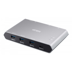 2-portar USB-C gen 2 delnings-switch med genomströmning, silver US3342-AT