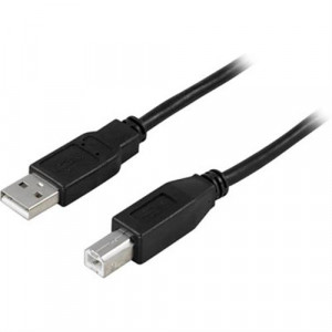 DELTACO USB 2.0 kabel, Typ A hane - Typ B hane 1m, svart
