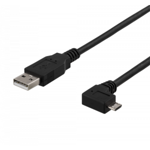 USB-302D USB-A till Micro USB, vänstervinklad, 2m, svart USB-302D