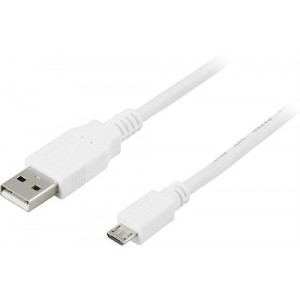 USB 2.0 typ A till Micro-B USB, 5-pin, vit, 2m USB-302W