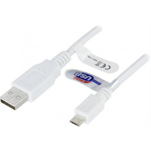 USB 2.0 typ A till Micro-B USB, 5-pin, 3m, vit USB-303W