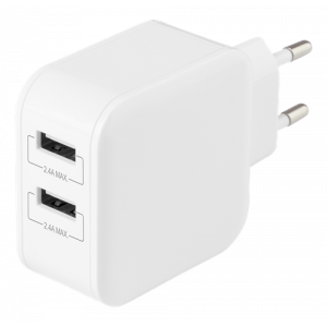 Väggladdare USB-A x2 4,8 A, 24 W vit