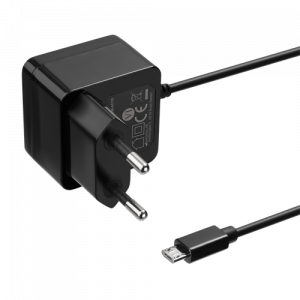 Väggladdare med mikro-USB kabel 1 m, 2. 4 A, 12 W, svart USB-AC178