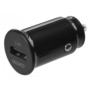 Billaddare 1x USB-A, 12W 12/24 V, 2.4 A, Svart