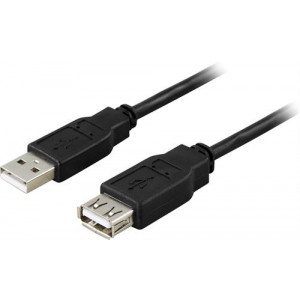 USB 2.0-kabel Typ A hane - Typ A hona 0,1m, svart USB2-101S