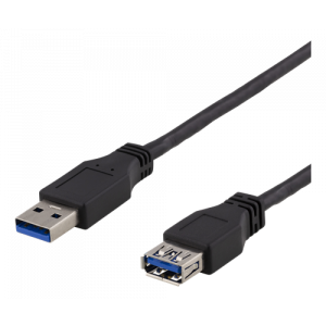 DELTACO USB 3.1 Gen1 Förlängningskabel, 3m, USB-A hane till USB-A hona, svart
