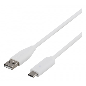 USB 2.0 kabel, Typ A - Typ C ha, 0,5m, vit USBC-1008