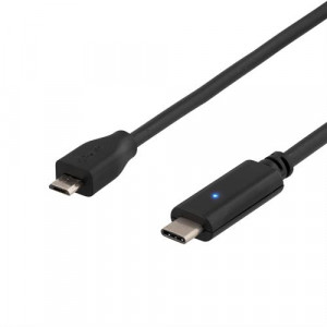 USB 2.0 kabel, Typ C - Typ Micro B ha, 0.5m, svart USBC-1023