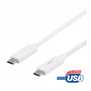 USB-C-kabel, 0,5m, USB 3.1 Gen 2, 10 Gbps, 60W, vit USBC-1126M