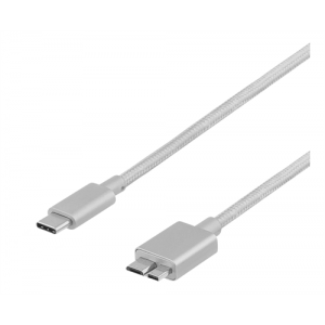 DELTACO PRIME USB 3.1 Gen1 Kabel, Typ C - Typ Micro-B, 1m, silver