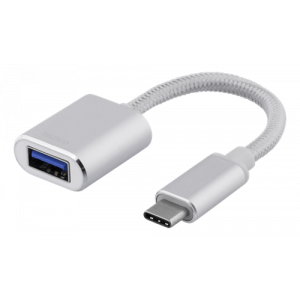 USB-C 3.1 Gen 1 till USB-A OTG adapter, alu, retail box,silver USBC-1276