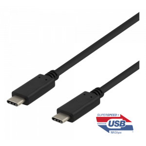 USB-C till USB-C-kabel, 1m, 10Gbps, 100W 5A, USB 3. 1 Gen 2, E-Marked, svart USBC-1402