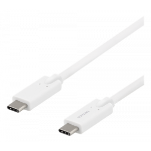 DELTACO USB-C till USB-C kabel, 5 Gbit/s, 5A, 2 m, vit