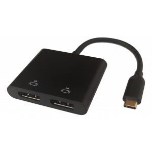 USB-C MST HUB, 2x 4K/60Hz, DP x 2, svart, 0,1m USBC-2DP