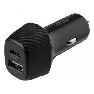 Deltaco Billaddare 1x USB-C 1x USB-A 12/24, 18W, 36W