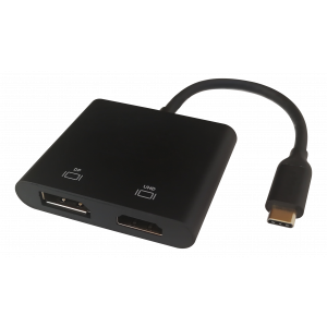 USB-C MST HUB, 2x 4K/60Hz, HDMI + DP, svart, 0,1m USBC-HDDP