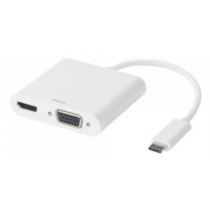 USB-C dockningsstation, HDMI/VGA/Ljud/USB-C, 100 W USB-C PD 3. 0, vit USBC-HDMI16