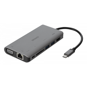 USB-C till HDMI/VGA/USB/RJ45/SD-adapter, USB-C port för laddning, 3840x2160, rymdgrå USBC-HDMI18