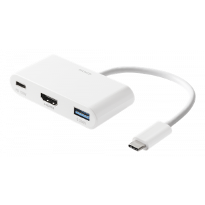 USB-C till HDMI och USB-A adapter, USB-C port med Power Delivery 3.0, 3840x2160 60 Hz, vit USBC-HDMI23