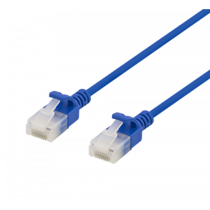 U/UTP Cat6a patchkabel, slim, 3,5mm i diameter, 0,5m, blå UUTP-1011