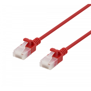 U/UTP Cat6a patchkabel, slim, 3,5mm i diameter, 0,5m, röd UUTP-1016