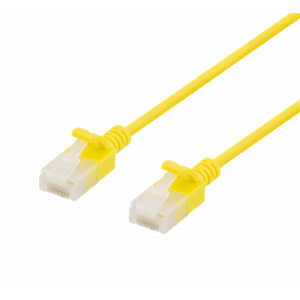 U/UTP Cat6a patchkabel, slim, 3,5mm i diameter, 1m, gul UUTP-1023