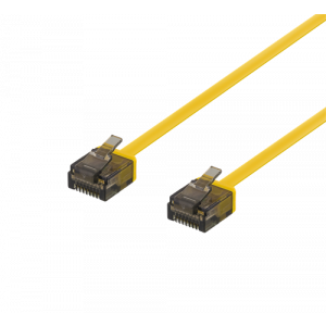 U/UTP Cat6a patchkabel, flat, 1mm tjock, 0,5m, gul UUTP-2013